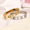 Designer Branded Bracelets Women Bangle Designer Jewelry Gold Plated Stainless Steel Wedding Lovers Gift Bangles Wholesale ZG1163 Gifts