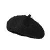 Beret Beret Women Hat Winter Autumn Ośmioboczny kraciasty czarny retro sboy czapka Kobieta z dzianiny Boina 2024