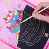 10Pcs Scratch Art Paper Magic Painting Paper with Drawing Stick Drawing Toys Kids Learning Educational Toys for Children Gifts