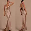 Prachtige zeemeermin avondjurken elegante v nek satijnen formele gelegenheden prom jurk backless jurken voor speciale gelegenheid vloer lengte gewaad de soiree