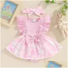 Clothing Sets Born Baby Girl Easter Outfit Ruffle Floral Romper Dress Bodysuit Headband Summer Clothes Drop Delivery Kids Maternity Ot8Pk