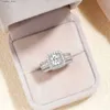 Cluster Rings Newshe 925 Sterling Silver Wedding Jewelry Bridal Ring Set for Women 3.5 CT Imitation Diamond Princess Cut AAAAA Cubic Zircon L240402