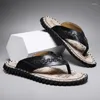 Zapatillas lujo luxe hecha de cuero de cuero de cuero de verano chanclas para hombres de verano al aire libre