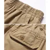 Men's Pants Mens Casual With Zipper Pockets Cotton High Quality 2024 Summer Autumn Stretchable Waist Sports Work Utility Trousers