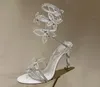 2024 Nouveau banquet à la mode All-Match Bow Diamond Sexy Stiletto Open Toe Women's High Heel Sandals Taille 35-40