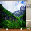Cortinas de chuveiro cenário de cachoeira 3D Cenário de cortina de cortina de poliéster Banheiro à prova d'água com ganchos Bath 180 200 200