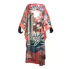 Etniska kläder Kuwait Traditionellt tryckt Silk Boho Maxi Dress Casual Dashiki Batwing Sleeve African Dresses For Women6213904 Drop de Otmez
