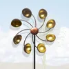 Garden Decorations 66cm Outdoor Windmill Decoration Iron Rotating Wind Yard Decor Mental Ground Stake