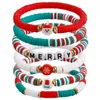 Beaded Christmas Bracelets Set Stackable Heishi Surfer Letter Santa Claus Tree Xmas Bracelet Handmade Womens Clay Stretch Holiday Je Dhwvs