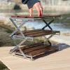 Furnishings Outdoor Camping Rack Portable Threetier Rack Easy Carry Table Foldable Folding Camping Barbecue to Picnic P7d0