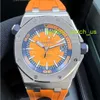 AP Diving Trip Watch Royal Oak Offshore Series 15710ST Précision Steel Quarter Orange Plaque Back Transparent Mens Fashion Leisure Business Sports Diving Watch