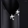 Orecchini a bottone Design unico alla moda Tre stelle per donna Ragazza Semplice e carino regalo di gioielli con stella a quattro punte