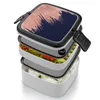 Dinnerware Navy Blue Abstract Faux Rose Gold Brushstrokes Bento Box Student Camping Lunch Dinner Boxes