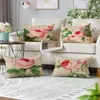 Pillow Rose Decorative Pillowcase Floral Waist Pad Sets Spring And Summer Sofa Home Decoration Cover