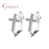 Boucles d'oreilles cerceaux Korea Style Cross 925 STERLING Silver Luxury Charming Ear Clip Design Fashion Femmes Bridal Wedding Engagement