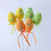 Party Decoration 6pcs/Set Easter Egg Plant Picks Foam Crafts Steel Stake Cake Topper Sticks Garden Ornament Decorations