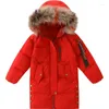 Down Coat Girls Parka Fur Hoodies Meisje Katoen met katoenen gekraamde kinderen Dikke warme winterkleding 6 8 10 12 14 14