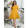 Plus size jurken zomer elegante en mooie linnenjurk voor vrouwelijk casual holle feestje te bieden aangeboden liquidatie drop levering kleding wome dh1og