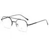 Retro-Metall-Doppelstrahl-Halbrahmen-Near-Sight-Brille für Herren mit großem Gesicht und schlankem Anti-Blaulicht-Brille, modischer Rahmen für Unternehmen