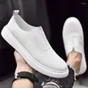 Casual Shoes Soft Sole Comfortable Simple Small White Men's Genuine Leather Lightweight Loafers Walking