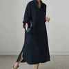 Robes décontractées pour dames surdimensionnées à manches longues robe de chemise avec ourlet asymétrique et style coréen maxi chic