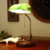 Table Lamps American Retro Solid Wood Desk Lamp Work Reading Green Glass Decoration Old Shanghai Adjustable Pole E27 Lighting Tbale Fixtures