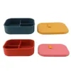 Storage Bags Silicone Lunch Box Leakproof Compact Bento Divided Odor Insulation Rectangle 3 Compartment Sealed For Adults