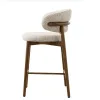 Tabouret de bar nordique moderne en velours en bois massif pour meubles à la maison tabouret de pied salon chaises de salle à manger avec coussin de tissu