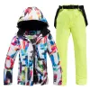 Куртки Дешевый лыжный костюм для девочек, зимняя уличная одежда для сноуборда, водонепроницаемые ветрозащитные зимние куртки и нагрудники, женские лыжные штаны