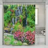 Shower Curtains 3D Bathroom Curtain Waterfall Garden Water Plant Flower Courtyard Landscape Home Decor Bath Polyester Fabric Hook