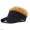 Berets golf baseball czapka z fałszywymi włosami słonecznymi Słońce Zabawne czapki męskie męskie włosy Posters Perg hap hat Shakade Regulble