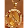 18k giallo vero oro reale AU750 Gioielli di diamanti rubino Donne Virgin Mary Ritratto Moneta OT Collana