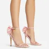 Sandaler Kvinna 2023 Summer Ankle Strap Sandals Bowings High Heels Sexy Soe Up Party Sexig High Heel Wedding Shoes Storlek 3542