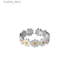 Anelli a grappolo all'ingrosso di graziosi anelli da margherita argentati con anamel White Flower Regolable Finger Anelli L240402