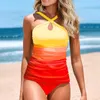 Kvinnors badkläder Fashion Gradient vaxfärgad sexig tvådelar bikini fashionabla och enkla bikinis set baddräkt