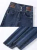 Woman Korean Streetwear Stretch Denim Pants Skinny Hight Waist Pencil Jeans Spring Vintage Casual Kot Pantolon Slim Vaqueros 240403