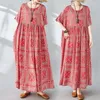 Casual Dresses Holiday Travel Style Bohemia Long Maxi Oversize Summer Dress For Women Thin Cotton Vintage Beach Vestidos Robe Elbise