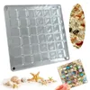 Plaques décoratives Boîte d'affichage de coquillage magnétique en acrylique transparent 36/64 Grids Rock Case Collection pour les bijoux à ongles de perle