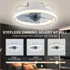 LED ışıkları ile akıllı tavan fanı uzaktan kumanda 33cm büyük ventilatör lambası görünmez bıçaklar sessiz oturma odası