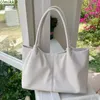 Drawstring Women Shoulder Bag Luxury Designer PU Clutch Large Capacity Underarm Knitting Simple Female Commuter Handbag Shopper
