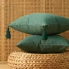 Cuscino qupace in lino-cotone color twill quadrata copertura solido sedile di divano di divano