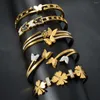 Bangle Gold Color Stainless Steel Enamel Butterfly 2024 Statement Party Jewelry Gifts