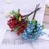 Decorative Flowers 5pcs Artificial Blueberry Picks Floral Berry Stems Green Leaves Spray Twig Arrangement Bouquets