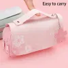 Taschen große Kapazität Bleistiftkoffer Kawaii Leinwand drei Schicht Stiftbürsten Beutel Bleistift Tasche Portable Box Geschenke Lieferungen Schulschreibab