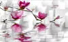 Papéis de parede 3D Papel de parede estereoscópico Magnolia Flowers Flowers Murais para sala de estar