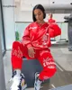 Letter Tracksuit Outfit Print Losse 2 Tweedeksels Set Streetwear Sweatshirt Joggers Matching Ensemble Femme Pices 230629 3069