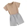 Ensembles de vêtements Toddler Né Baby Boys Summer Summer Summer Embroidery Short à manches courtes Tops Shorts de taille élastique 2pcs Vêtements décontractés