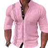 Camicie casual da uomo camicia da uomo camicia manica lunga camicetta muscolare abbottimi top tops magliette di cotone formale tessuto blu bianco rosa nero