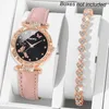 Orologi da polso 2 pezzi/set da donna Shiny Sinestone Butterfly Quartz Watch and Jewelry Set - Perfetto regalo per la mamma