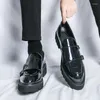 Dress Shoes Leather Men's Formal Business Spring Casual British High Sense Of Black Wedding Groom Soft Soles Comfortable